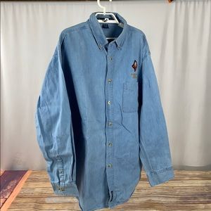 XXL Wine Embroidered Denim Shirt 2X